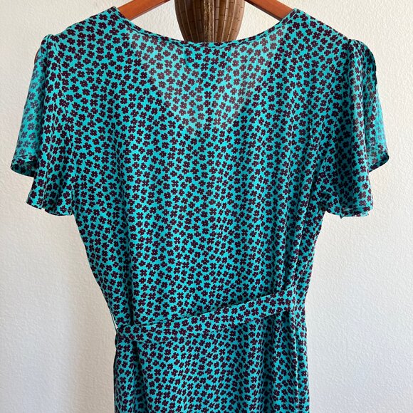Band of Gypsies Women's Size M Teal/Black Martinique Floral Maxi Wrap Dress - Picture 10 of 14